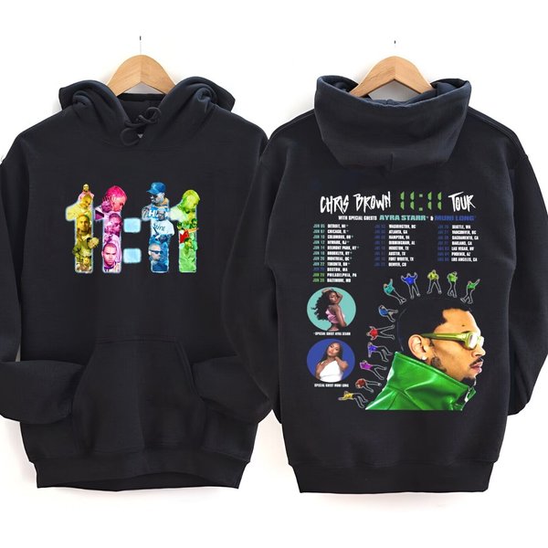 Hot Chris Brown 11 11 Tour 2024 Country Music Hoodie-image