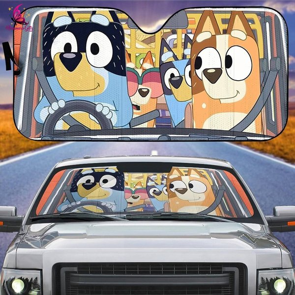 Blueydad Family Car Sunshade, Cartoon Car Sunshade-image