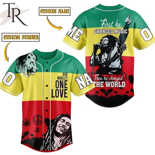 Bob Marley First He Changed Music Then He Changed The World Baseball Shirt-image