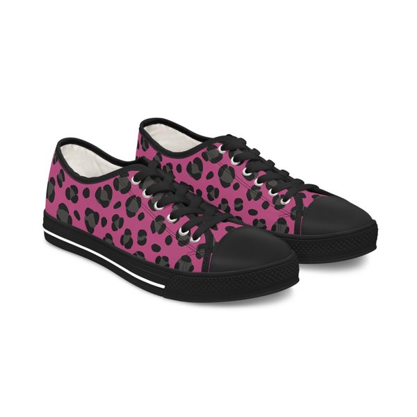 Pounce With Me Leopard Women's Low Top Sneakers Pink Animal Print Sneakers Leopard Tennis Shoes