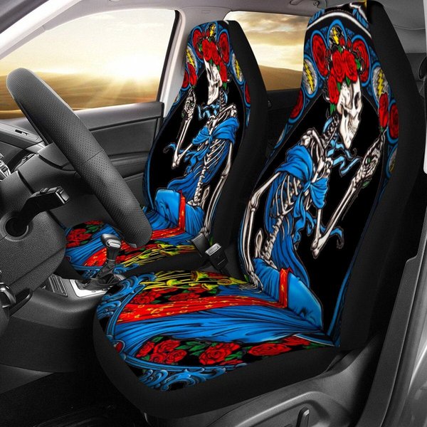Car Seat Cover Hippie Skeleton Print