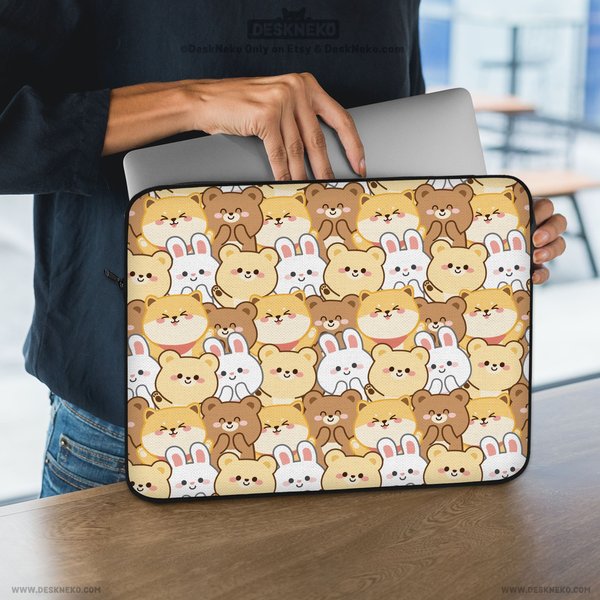Kawaii Dogs Laptop Sleeve, Computer Case Bag, Cute Shiba Corgi, Kawaii Anime Animal