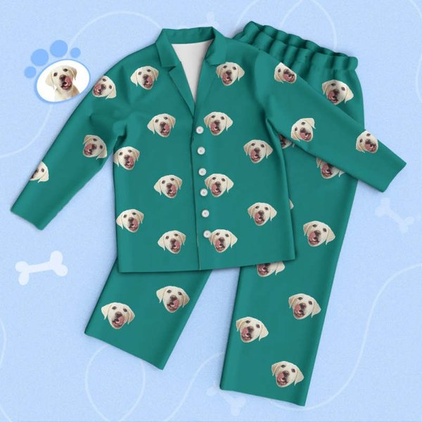 Custom Cute Pet Face Pajamas Snowflake Pajamas-image