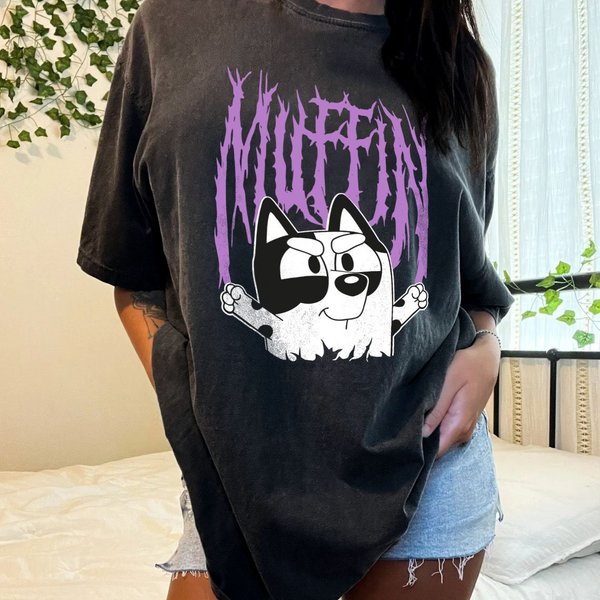Blue Muffin Shirt, Muffin Bingo Shirt Dog Cartoon-image
