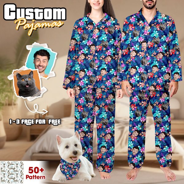 Custom Dog Face Pajamas For Men Women, Custom Pet Pajama Pants-image