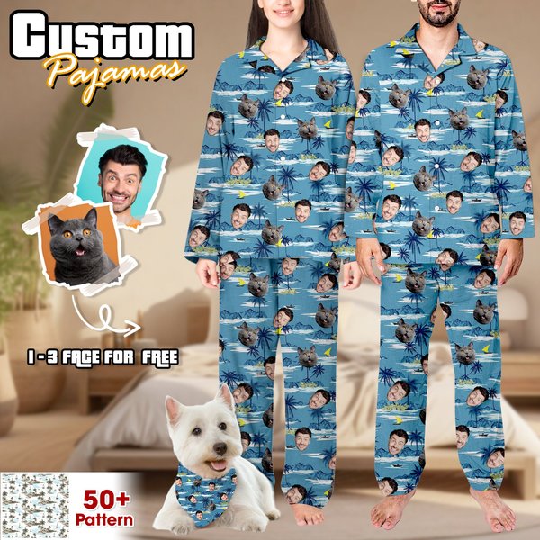 Personalized Pajama Pants With Face, Custom Face Pajama Pants For Woman Man-image