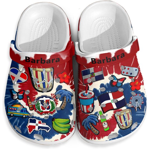Dominican Personalized Clogs Shoes With Symbols Tie Dye-image