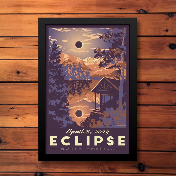 Solar Eclipse Vintage Travel Poster | North America 2024 Totality Art Print-image