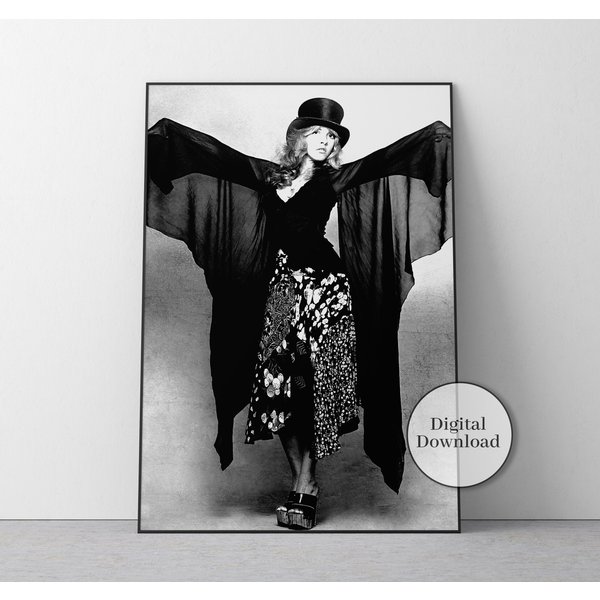 Stevie Nicks Poster, Black And White, Vintage Photo, Stevie Nicks Print-image