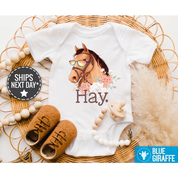 Horse Baby Onesie, Funny Hay. Cute Baby Bodysuit-image