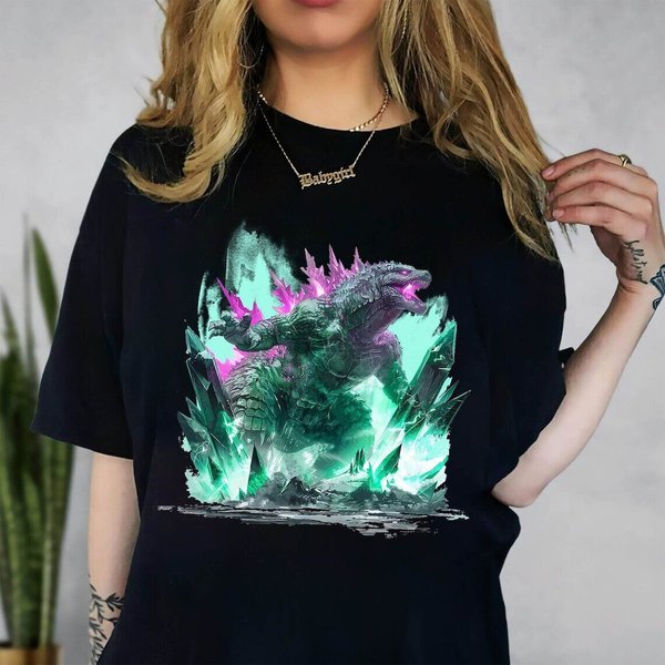 God Zilla X Kong Movie 2024 The New Empire Shirt Funny Black Cotton Tee-image