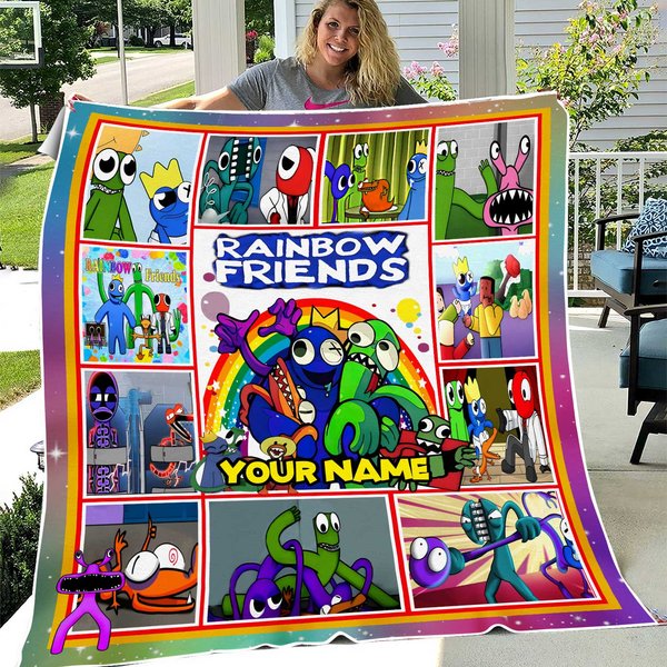 Custom Name Rainbow Friends Quilt Blanket