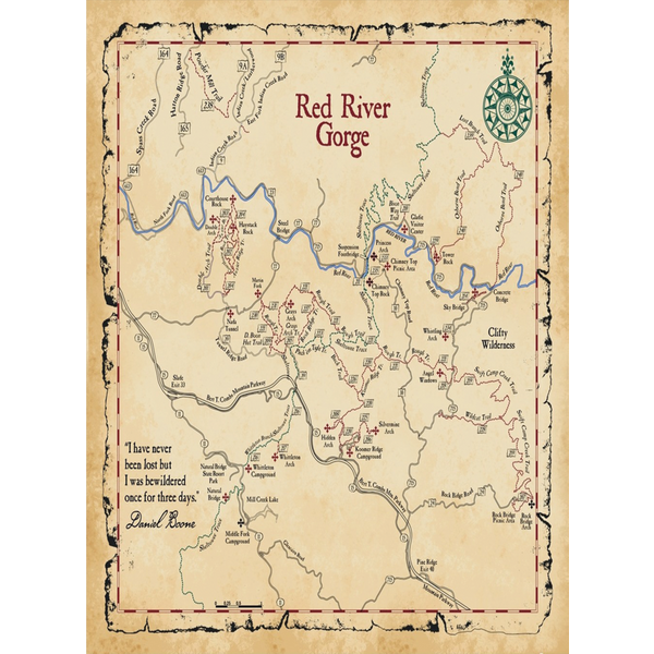 Red River Gorge Map, Daniel Boone National Forest Poster-image