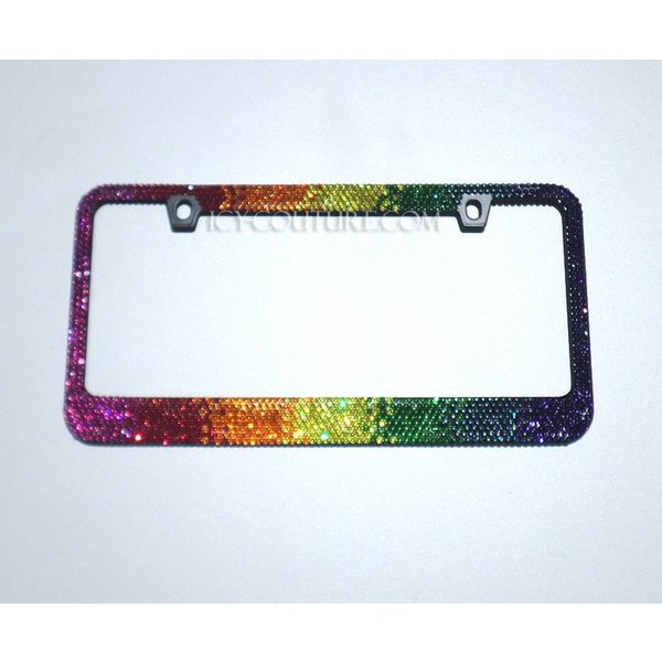 Happy Pride Horizontal Ombre Rainbow Bling License Plate-image