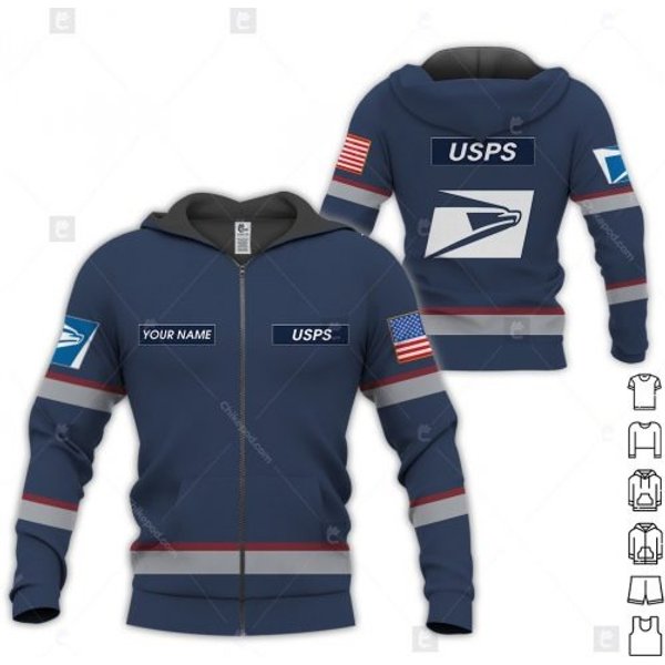 Personalized Name Love Postal Worker 3D All Over Printed Zip Up Hoodie-image