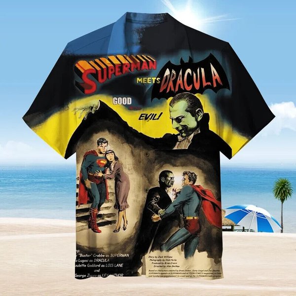 Superman Meets Dracula Hawaiian Shirt, Beach Shirt-image