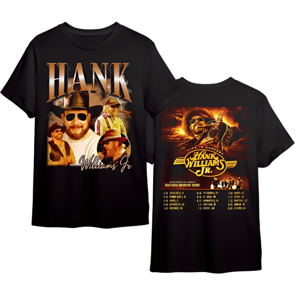 Vintage Hank Williams Jr Live Headlining Tour 2023 T Shirt-image