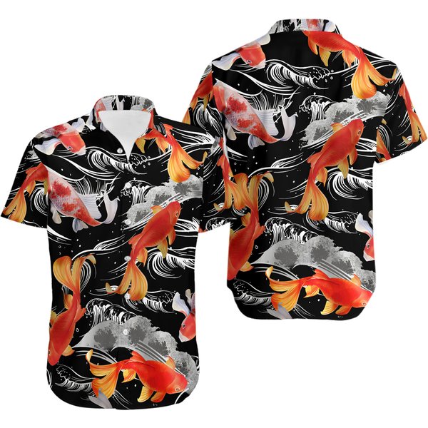 Koi Fish Wave Water Hawaiian Shirt-image