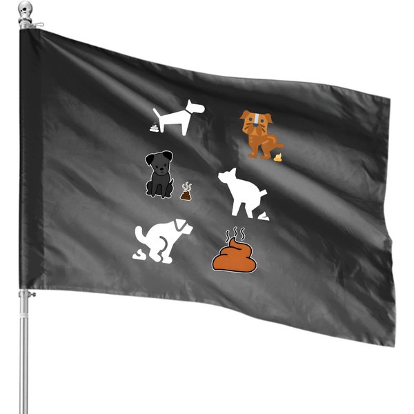 Funny Pooping Dogs Over People Multi Pack House Flags-image