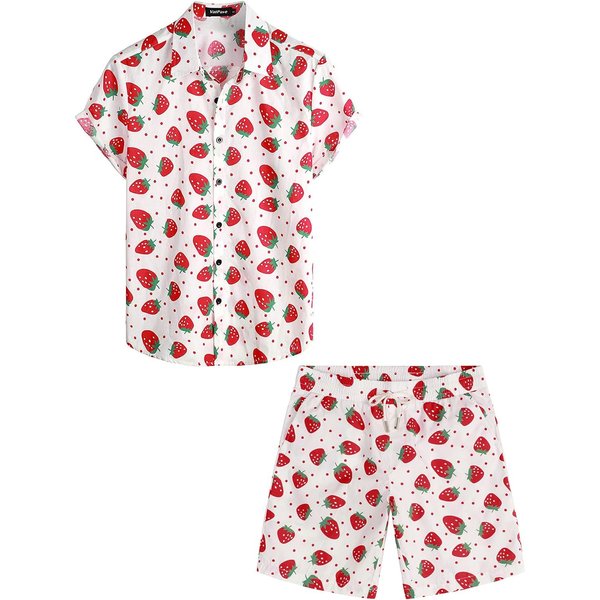 Summer Casual Aloha Hawaiian Shirt And Shorts-image