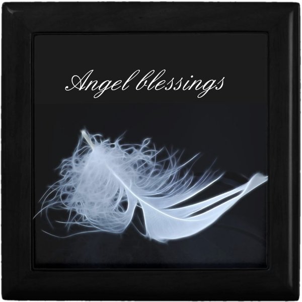 White Feather Wooden Jewelry Keepsake Boxes