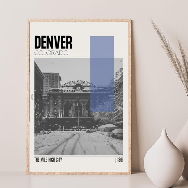 Mid Century Modern Denver Colorado Travel Poster-image