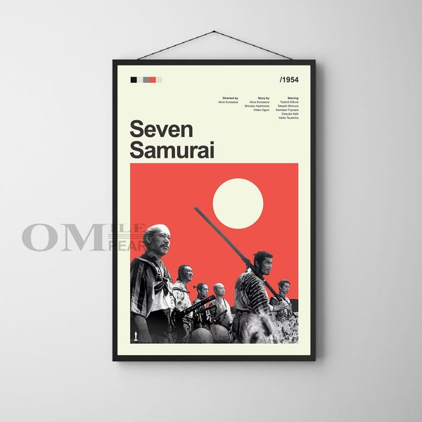 Mid Century Modern Seven Samurai Movie Poster-image