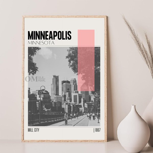 Mid Century Modern Minneapolis Minnesota Travel Poster-image