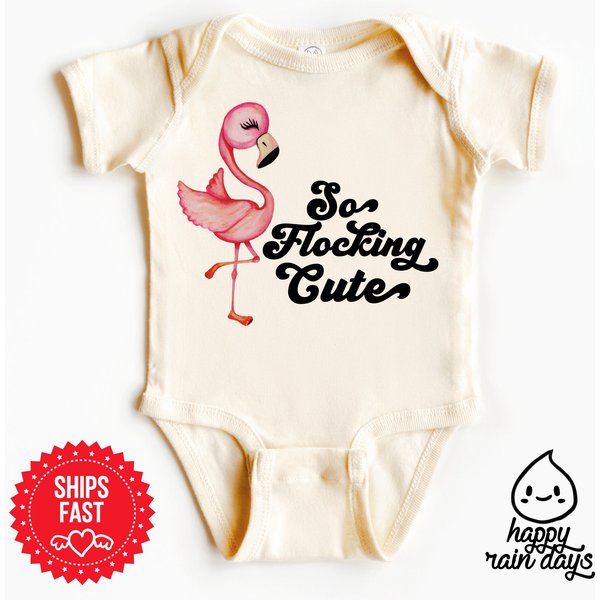 Flamingo Onesie, So Flocking Cute Onesie, Vacation Baby-image
