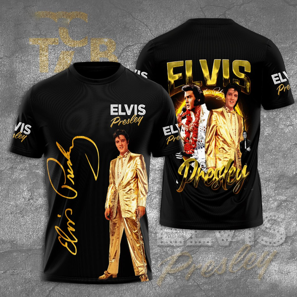 King Of Rock Band 3D T-Shirt, Elvis Presley T-Shirt-image