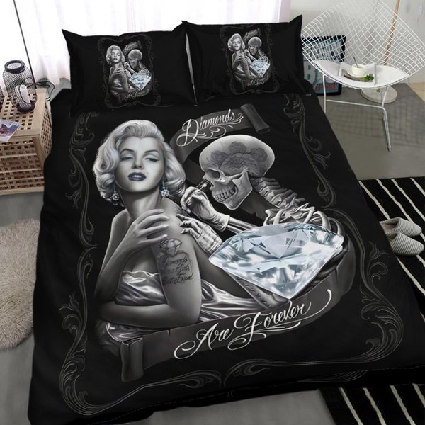 Skull Paints Back Marilyn Monroe Bedding Set-image
