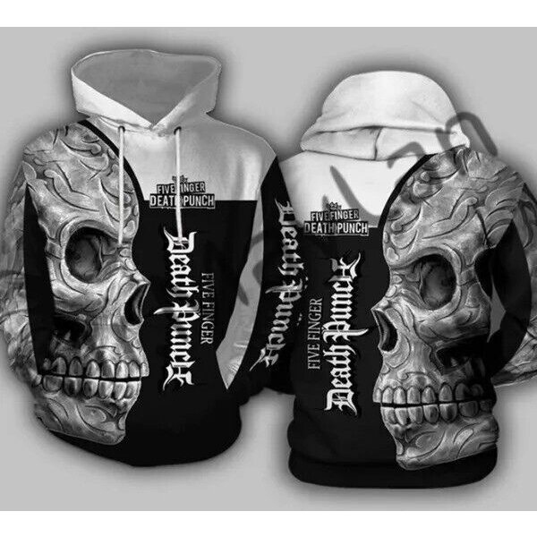 Five Finger Death Punch Band Skull Men 3d Printed Pullover Hoodie