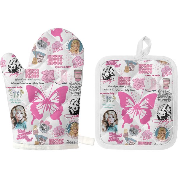 Dolly Parton Combo 2 Oven Mitts And 1 Pot Holder Set-image