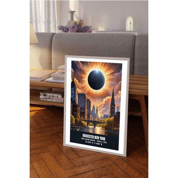 2024 Solar Eclipse Commemorative, Highlighting Rochester, Ny Poster-image