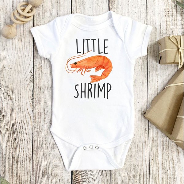 Little Shrimp Baby Onesie, Seafood Baby Onesie-image