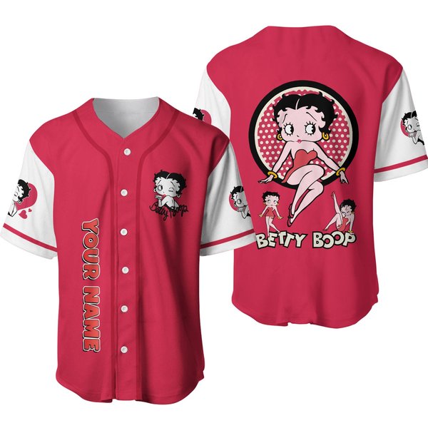 Custom Name Betty Boop Baseball Jersey-image