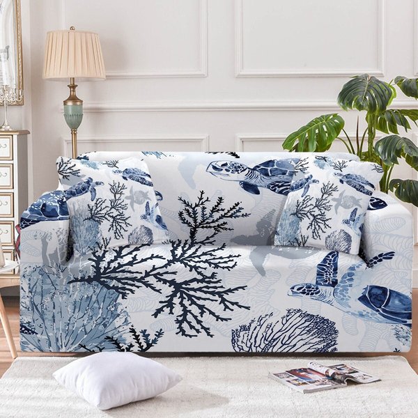 Sea Turtles Couch Cover Sofa Slipcover Blue Coral Beach Ocean