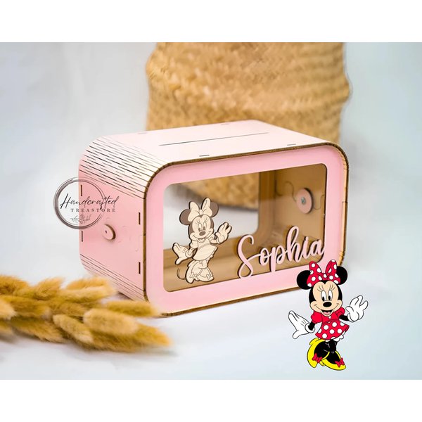 Personalized Piggy Bank, Kids Bank, Money Box, Custom Wooden Piggy Bank-image