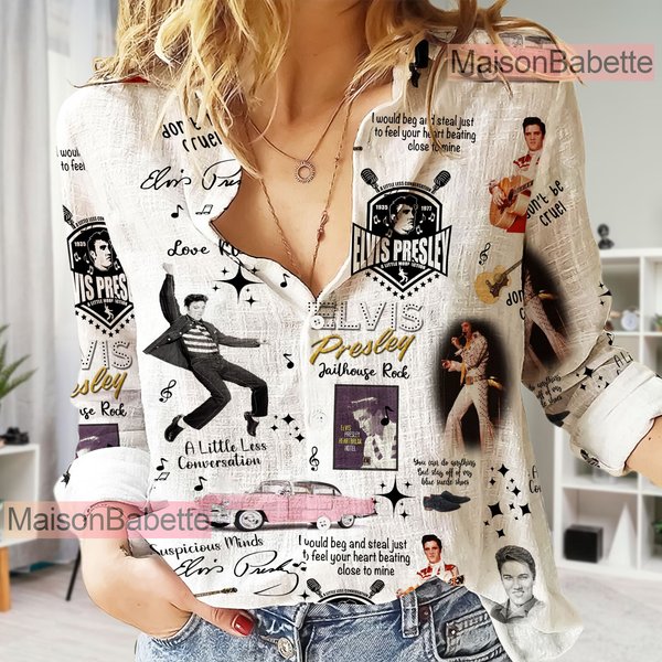 Elvis Presley Vintage Women Casual Shirt, Elvis Presley Blouses-image