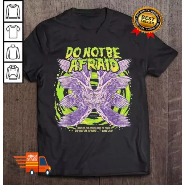 Do Not Be Afraid Realistic Angel Black Unisex T-Shirt-image