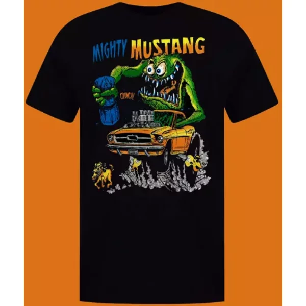 Ed Roth Rat Fink Original Mighty Mustang Black T-Shirt-image