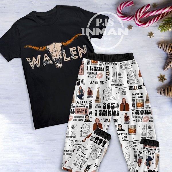 Wallen Western Tour 2024 Pajamas Set, Wallen Western One Night At A Time Tour Pajamas