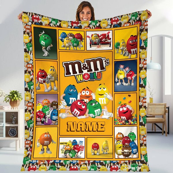 Personalized M And M Blanket Mms World Fleece Blanket-image