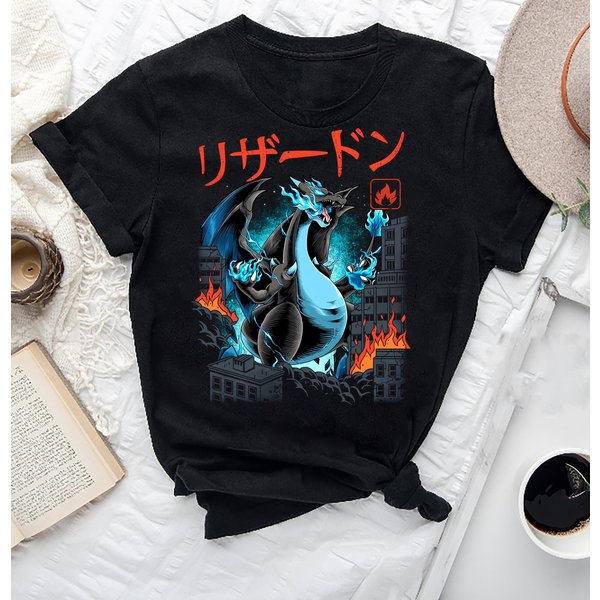 Mega Charizard Pkm Kaiju T-Shirt, Japanese Monster Charizard Shirt Fan Gifts-image