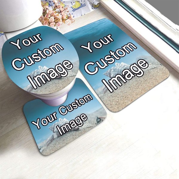 Custom Bath Rug Set, Custom Toilet Seat Cover, Bathroom Floor Mat-image