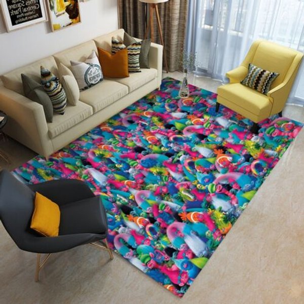 Dreamworks Trolls Print Foldable Rectangular Floor Mat Rugs-image