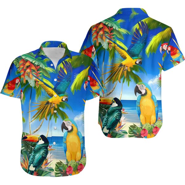Aloha Parrot Tropical Beach 3D Hawaiian Shirt-image