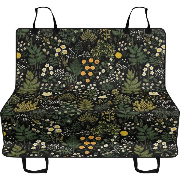 Forest Green Car Pet Seat Covers, Boho Cottagecore Nature Dog Hammock For Back Seat-image