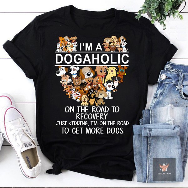 I'm A Dogaholic On The Road To Recovery Vintage T-Shirt, Road To Rescue Dog Shirt-image