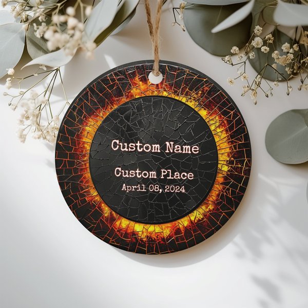 Personalized Solar Eclipse 2024 Ornament Custom Total Solar Eclipse-image